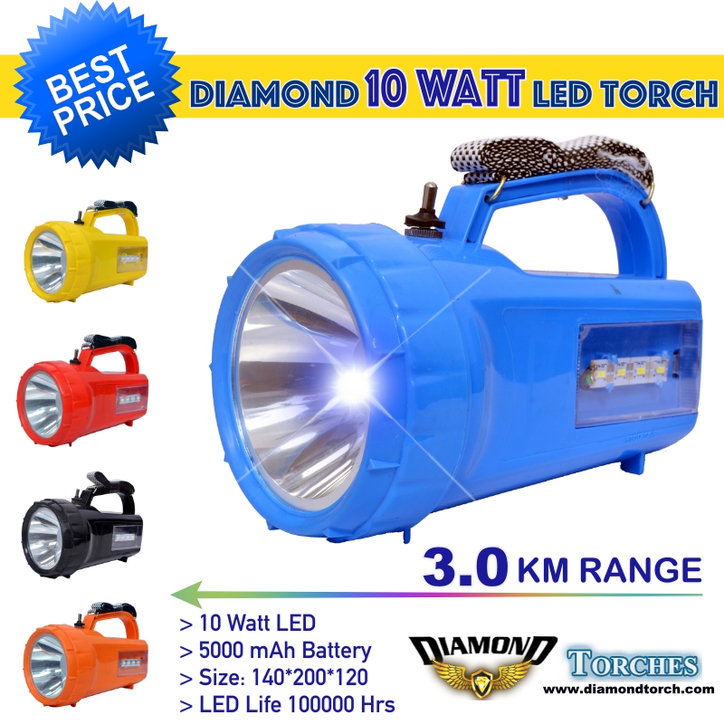 Rundt om blanding pedicab Buy Diamond 10 Watt LED Rechargeable Torch【3KM Range Torch】