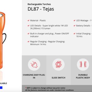 Eveready DL87 Tejas – Rechargeable Torch